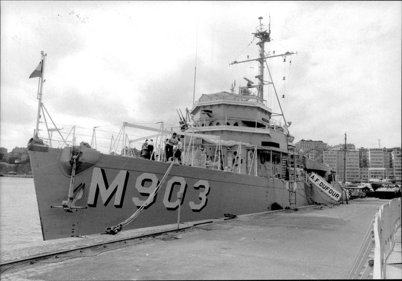 French school boat docked at Skeppsbron - Vintage Photograph