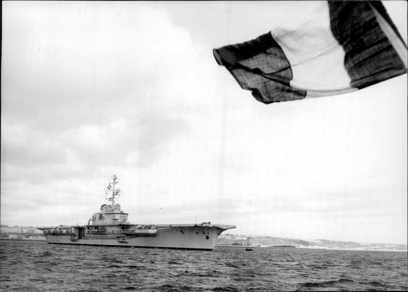 The Clemeceau hangarfart makes its maiden voyage outside Brest - Vintage Photograph