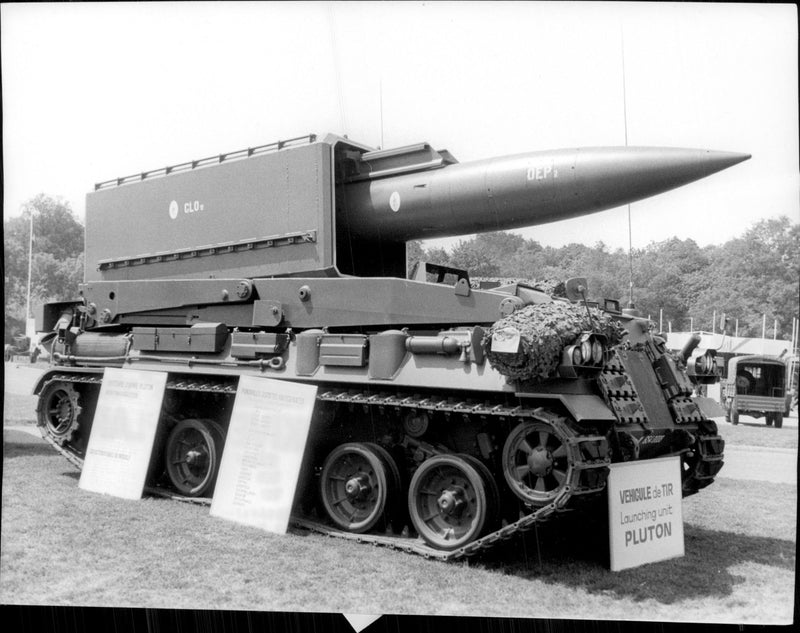 French tanks &quot;Pluton&quot; with missile shooters - Vintage Photograph