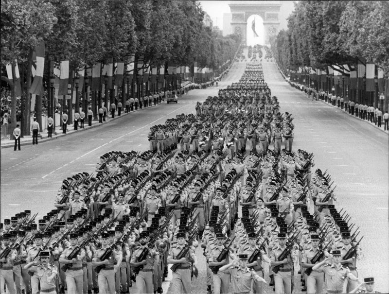 Troops march at Champs Elysees at the parade on France&
