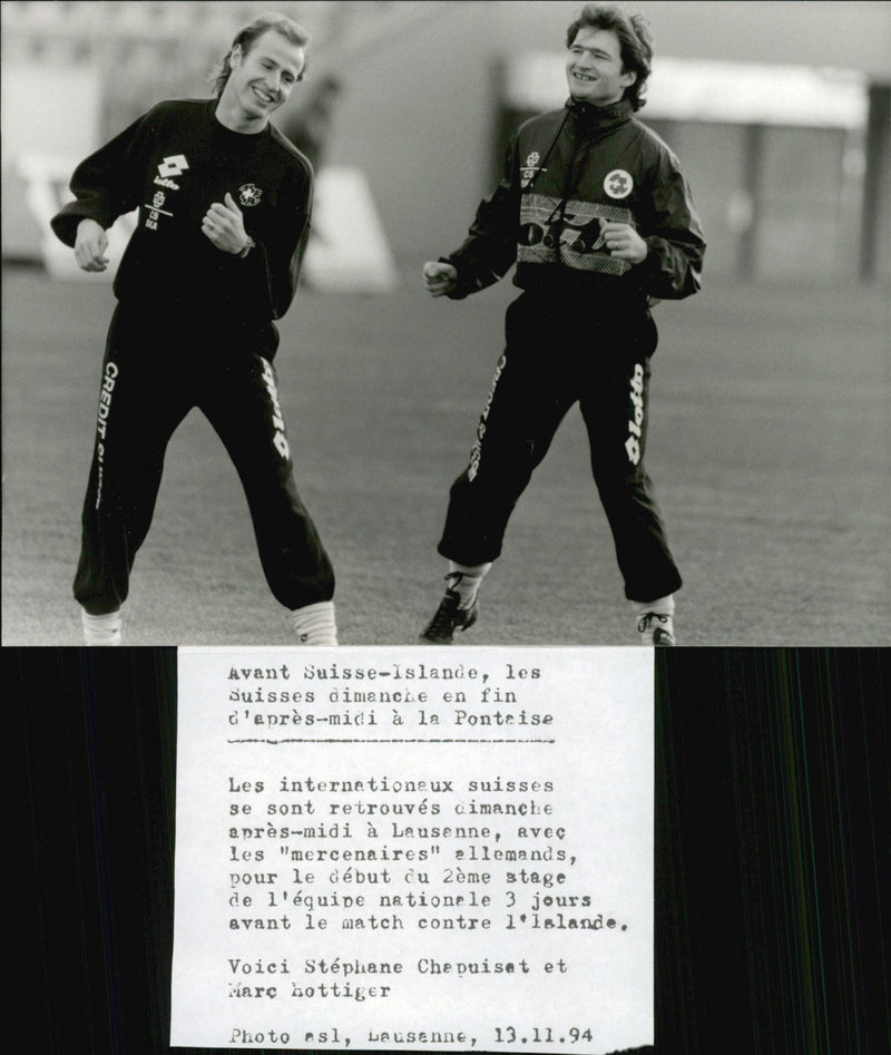 Football player StÃ©phane Chapuisat during a training session. - Vintage Photograph