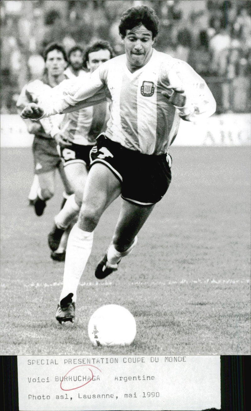 Den argentinska fotbollsspelaren Burruchaga. - Vintage Photograph