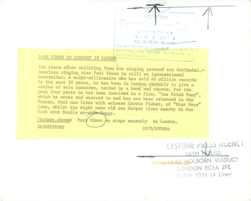 Paul Simon appears in London - Vintage Photograph