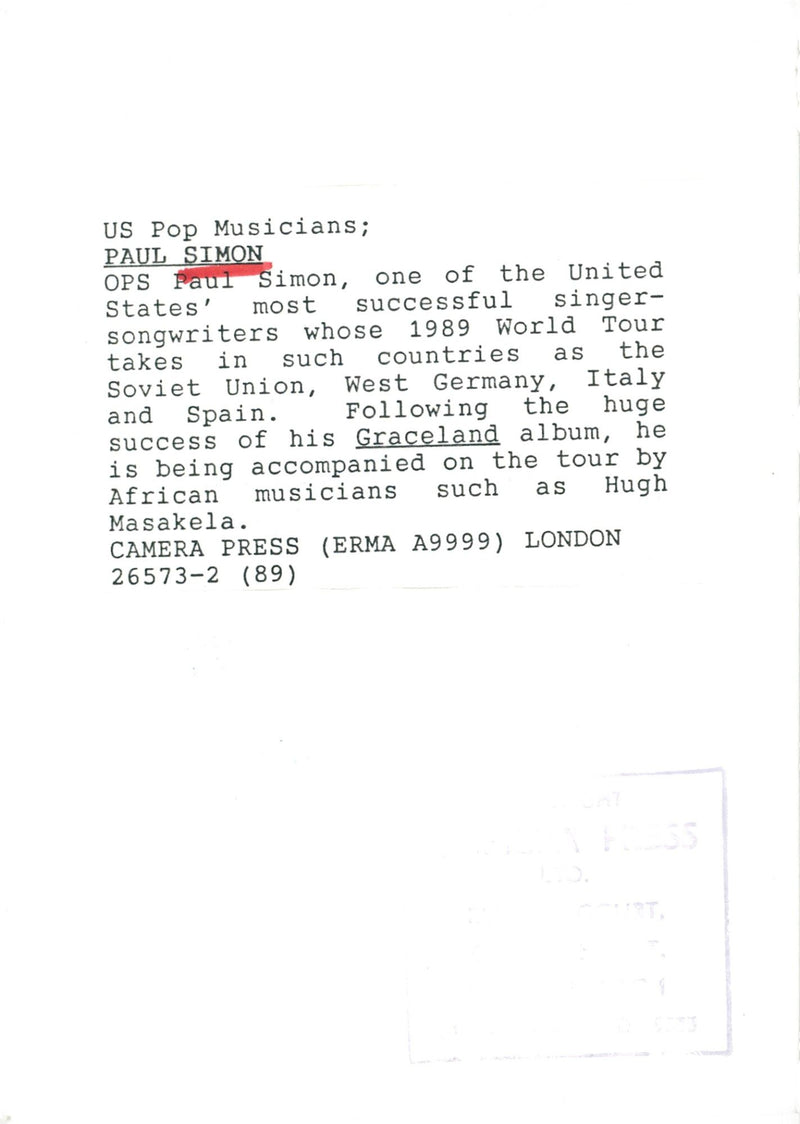 Paul Simon appears - Vintage Photograph