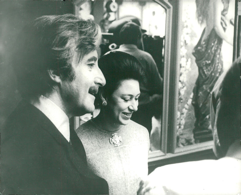 Peter Sellers with Princess Margaret at her visit to the recordings of the movie &quot;Let Money Roll&quot; at Twickenham Studios - Vintage Photograph