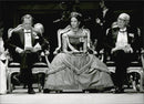 King Carl Gustaf, Queen Silvia and Prince Bertil during the Nobel Prize Awards at the Concert Hall. - Vintage Photograph