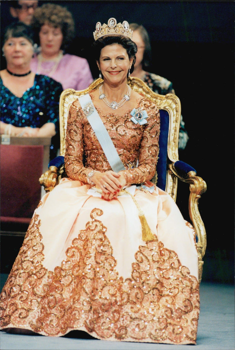 Queen Silvia at the Nobel Prize ceremony in the Concert Hall - Vintage Photograph