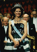 Nobel Prize Award in Stockholm Concert Hall. Queen Silvia - Vintage Photograph