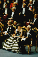 Nobel prize ceremony in the concert hall. On the stage King Carl Gustaf, Queen Silvia and Prince Bertil - Vintage Photograph