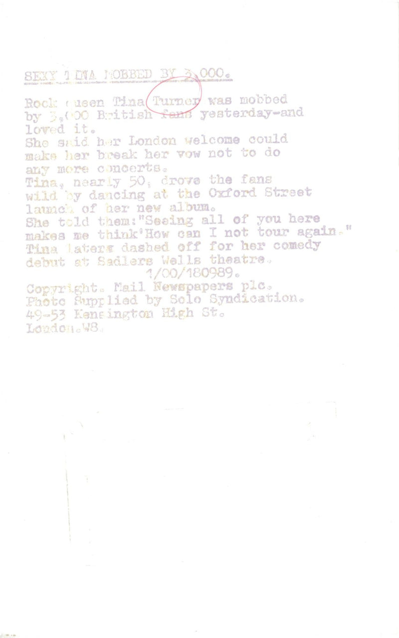 Tina Turner - Vintage Photograph