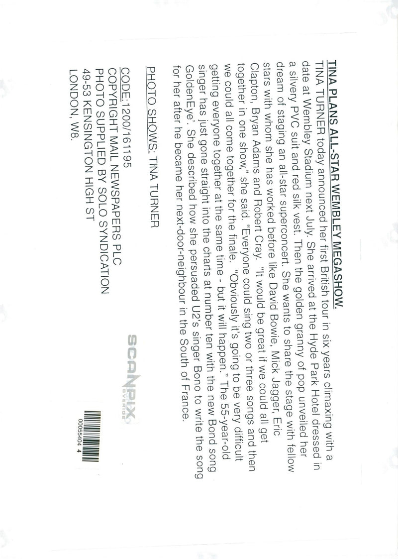 Tina Turner during a press conference at Hyde Park Hotel - Vintage Photograph