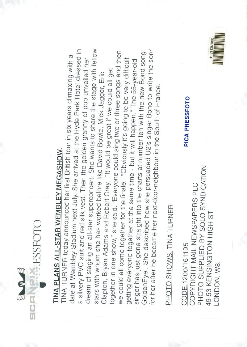 Tina Turner during a press conference at Hyde Park Hotel - Vintage Photograph