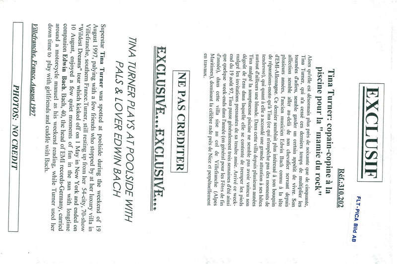 Tina Turner by the pool at his luxury villa in southern France - Vintage Photograph