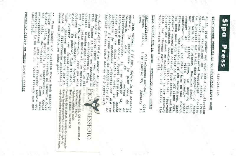 Tina Turner at his luxury villa in southern France - Vintage Photograph