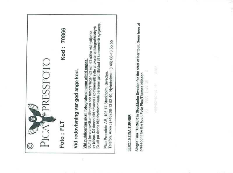 Tina Turner during the press conference in Stockholm at the start of her European tour - Vintage Photograph