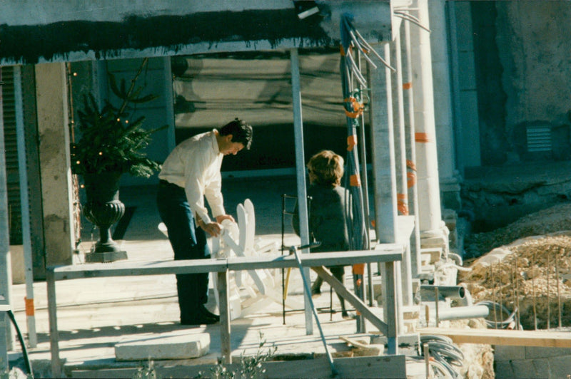 Tina Turner with Edwin Bach at his luxury villa in southern France - Vintage Photograph