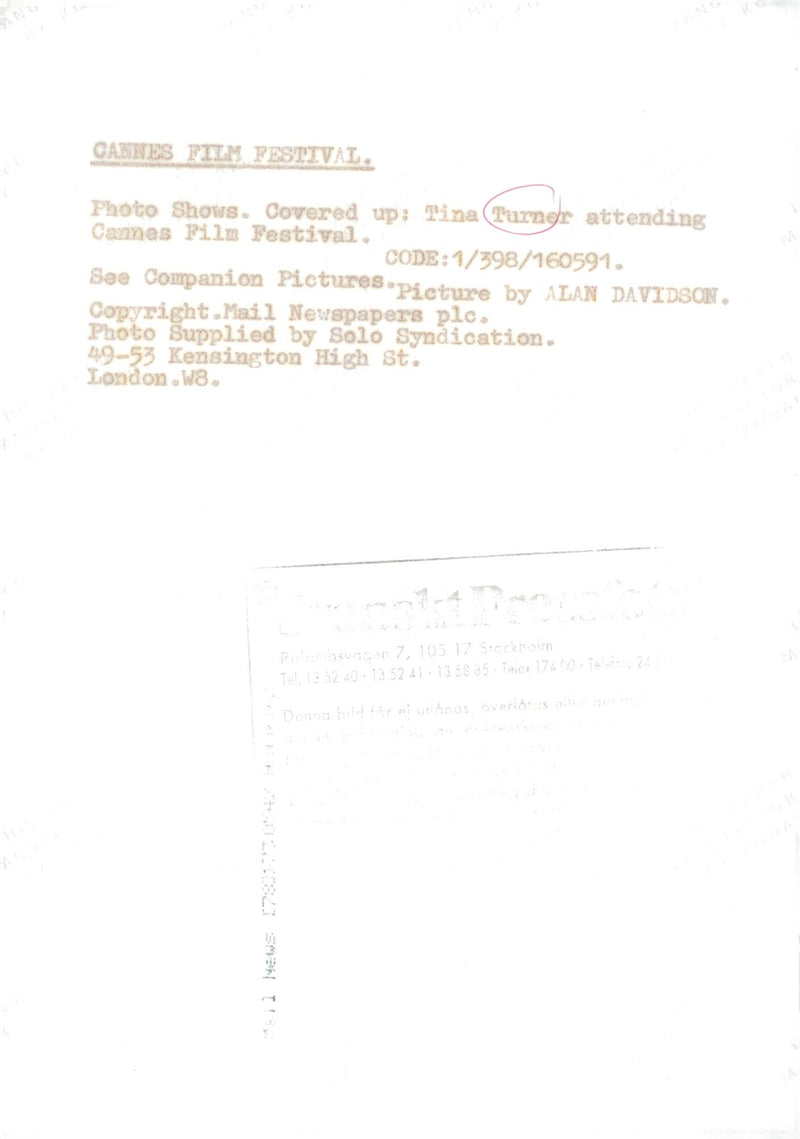 Tina Turner at the Cannes Film Festival - Vintage Photograph