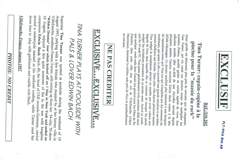 Tina Turner by the pool at his luxury villa in southern France - Vintage Photograph