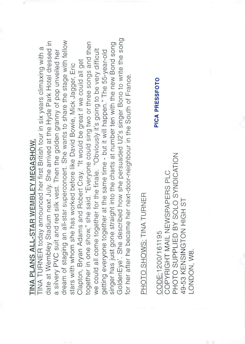 Tina Turner during a press conference at Hyde Park Hotel - Vintage Photograph