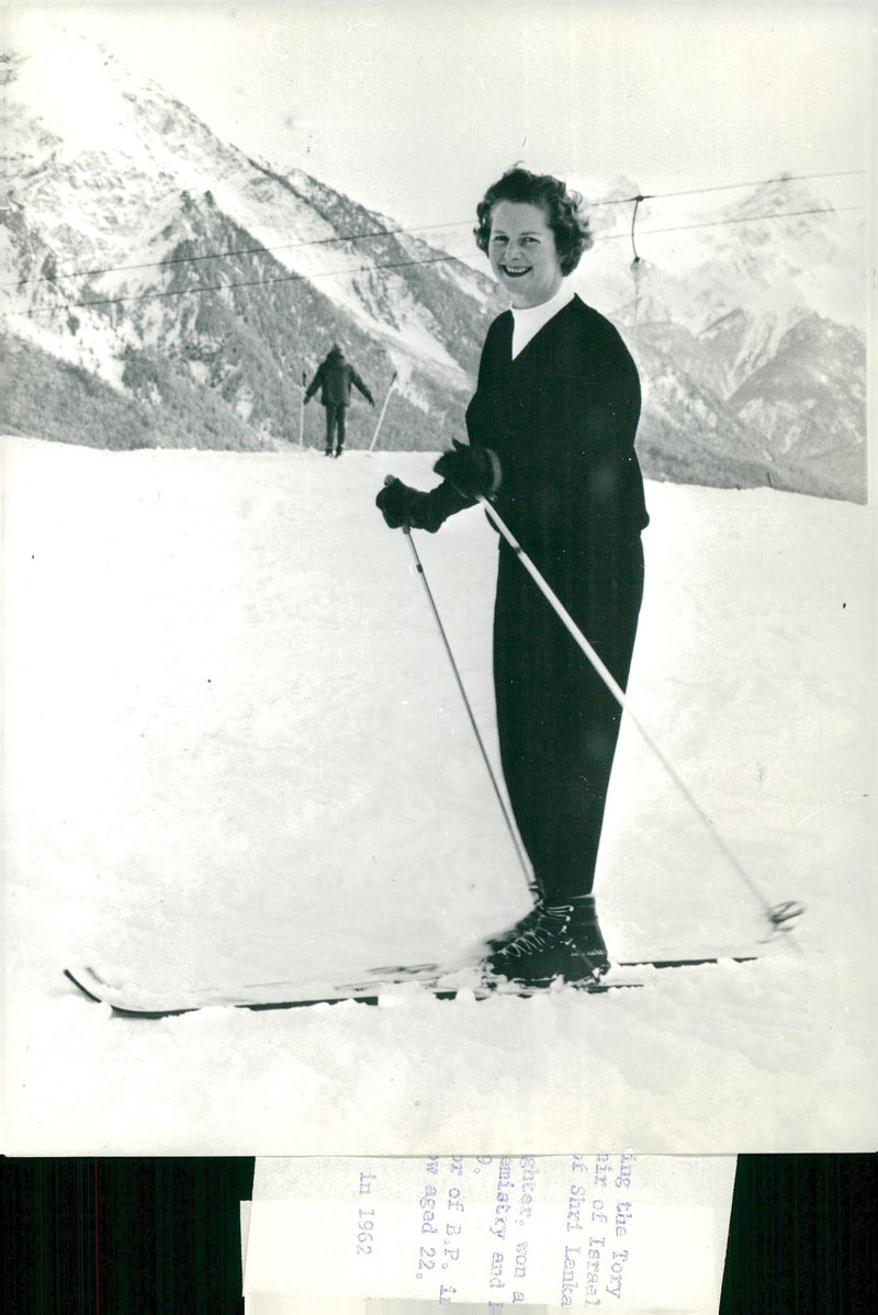 Margaret Thatcher skiing - Vintage Photograph