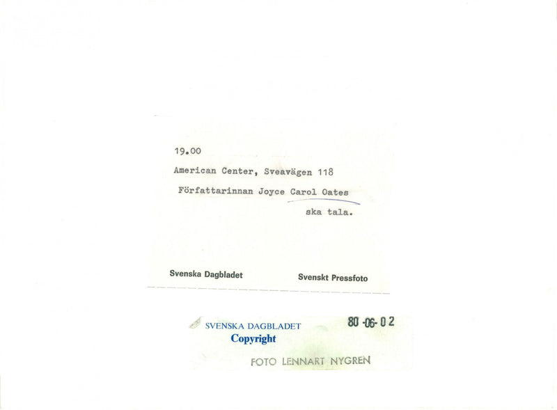 1980 JOYCE AMERICAN ENGLISH CENTER SPE NYGREN LENNART - Vintage Photograph