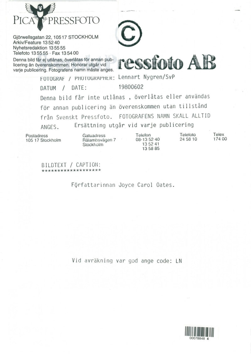 RESSFOTO OTHER DISCLOSED IMAGE EACH MUST PUBLICATION PHO NYGREN LENNART - Vintage Photograph