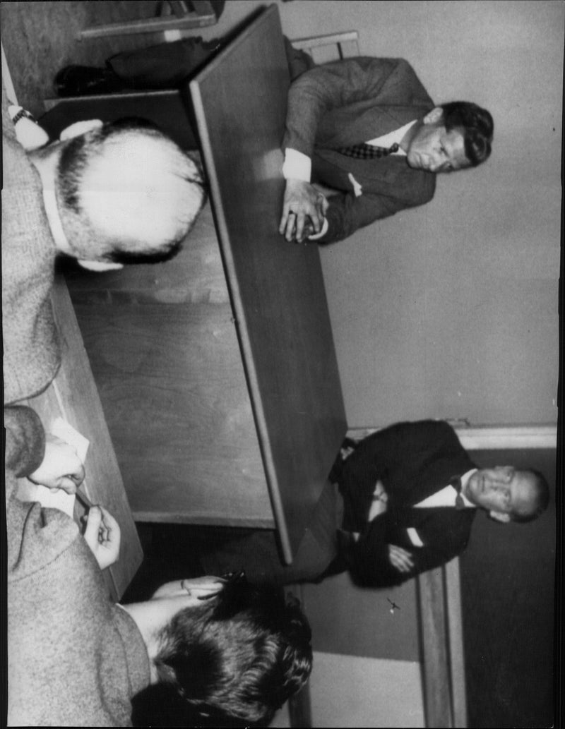 The press conference on the Fjugesta murder - Vintage Photograph