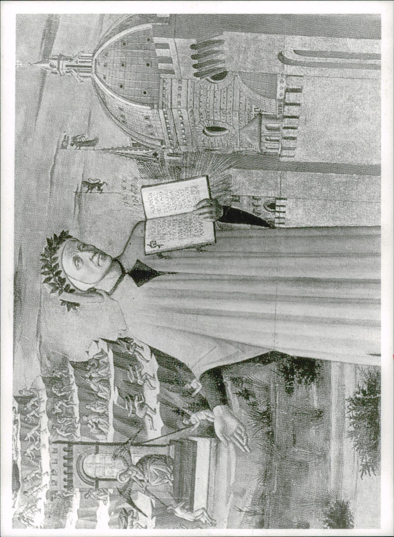 Etching depicting the poet Dante - Vintage Photograph