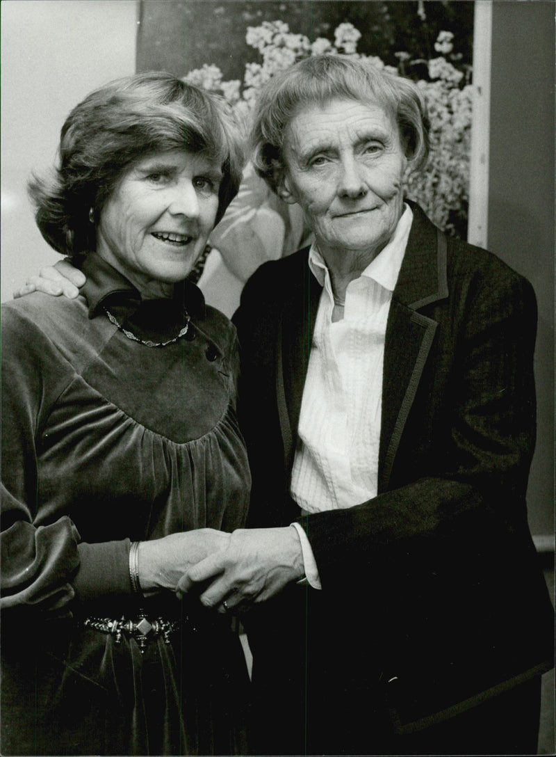 Writer Inger BrattstrÃ¶m together with Astrid Lindgren - Vintage Photograph