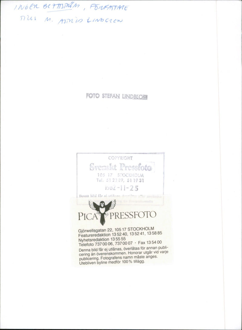 Writer Inger BrattstrÃ¶m together with Astrid Lindgren - Vintage Photograph