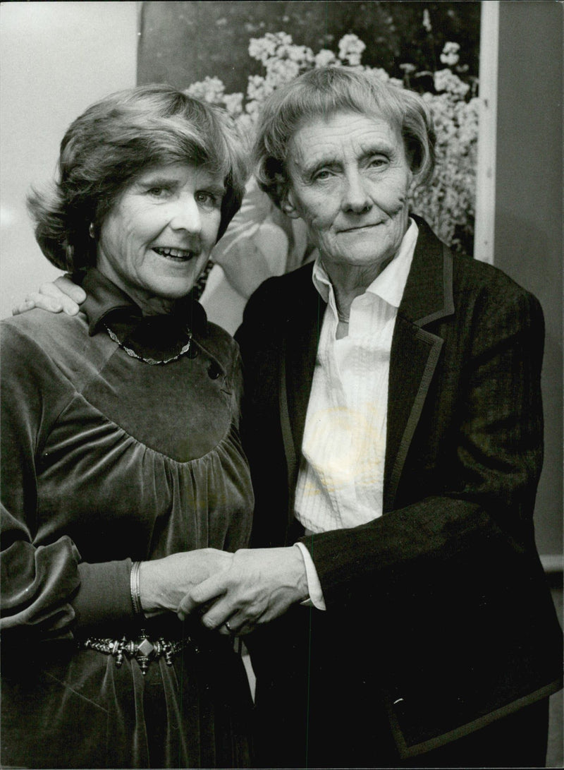 Writer Inger BrattstrÃ¶m together with Astrid Lindgren - Vintage Photograph