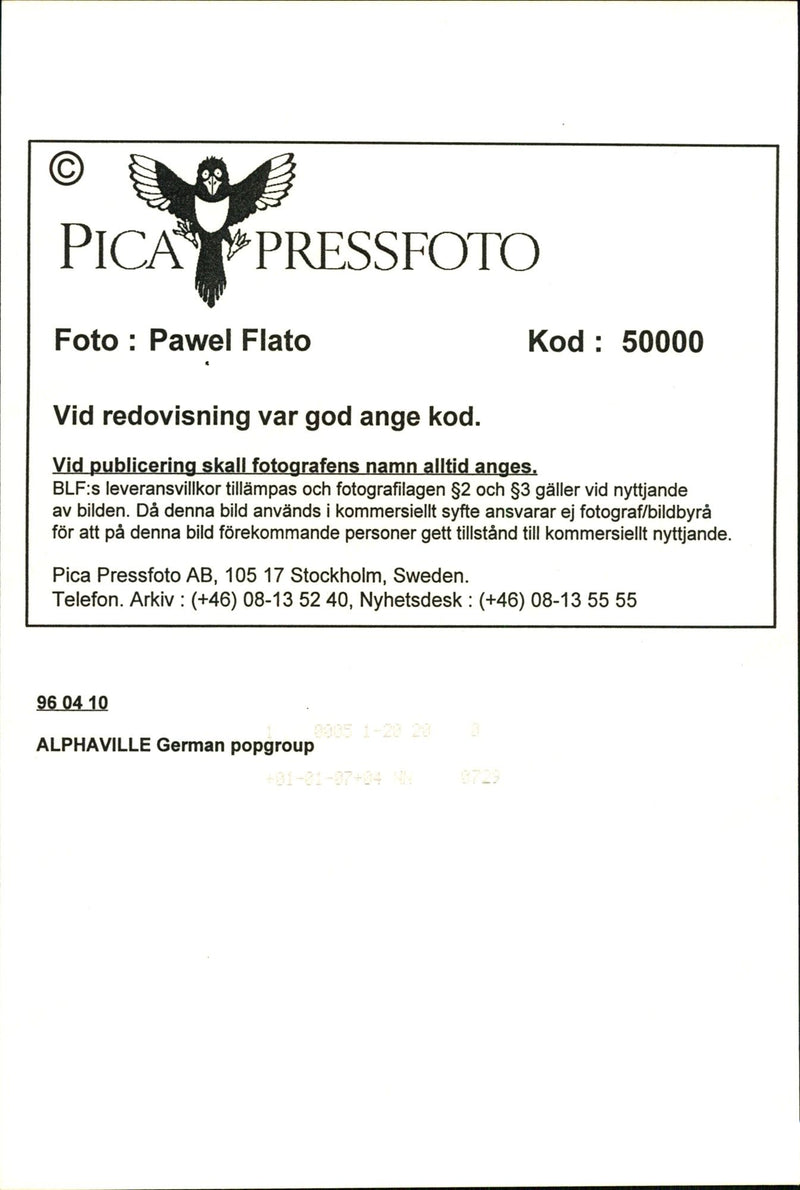 Picture of the pop group Alphaville - Vintage Photograph