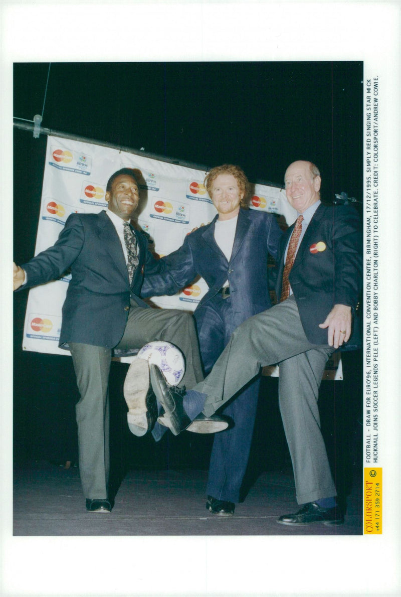 Mick Hucknall, lead singer in the band Simply Red, together with two friends - Vintage Photograph