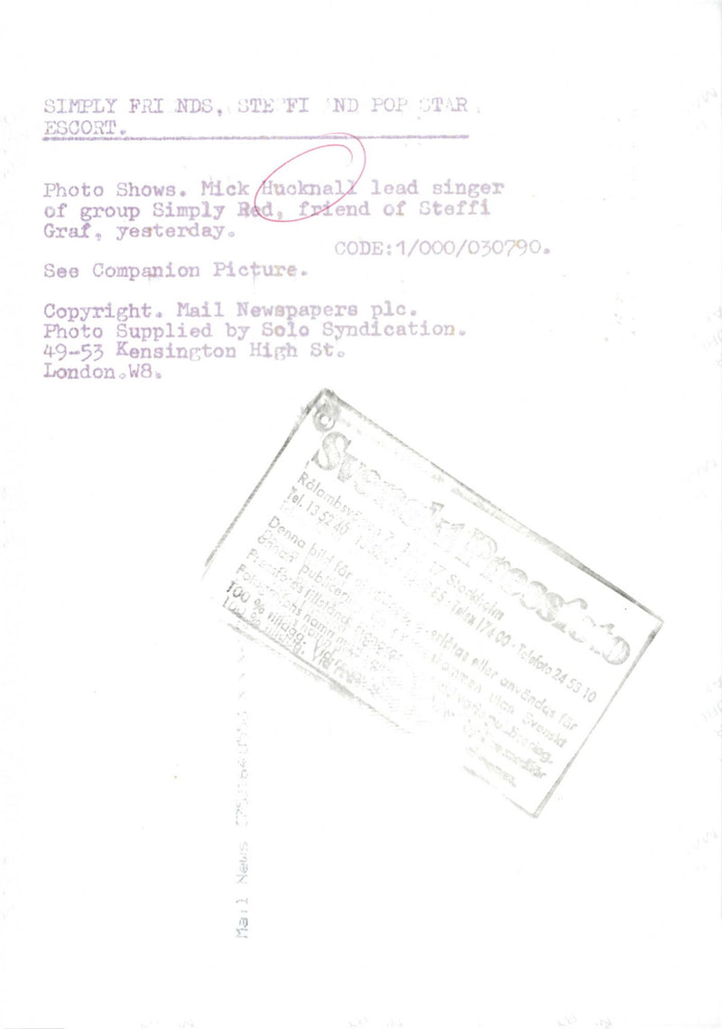 Mick Hucknall, lead singer in the pop band Simply Red - Vintage Photograph