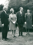 US President Nixon with wife meets with England's Prime Minister Edward Heath and England's Queen Elizabeth - Vintage Photograph