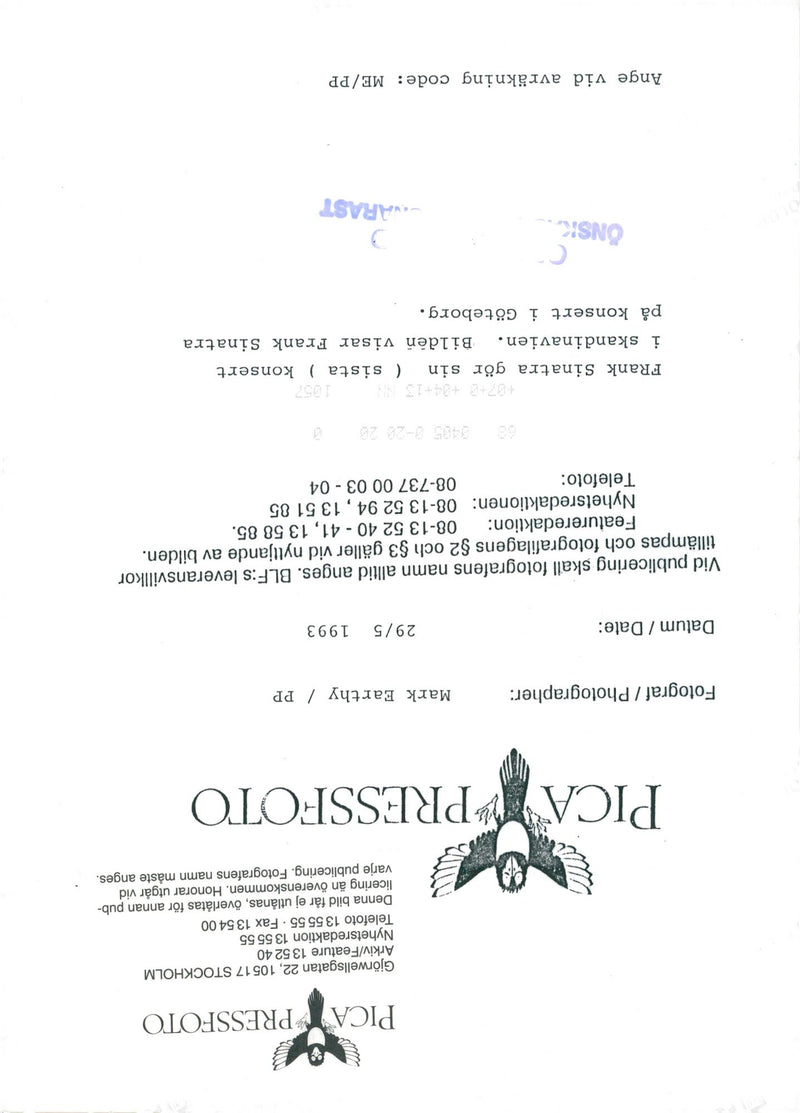 Frank Sinatra makes his last concert in Scandinavia. - Vintage Photograph