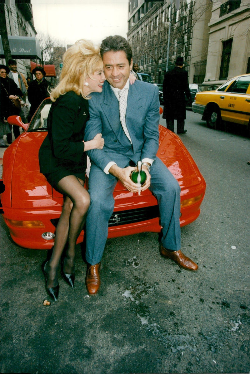 Ivana Trump gets a Ferrari with the number plate IVANA from boyfriend Roffredo Gaetani d'Aragona - Vintage Photograph