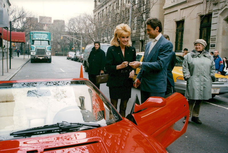 Ivana Trump gets a Ferrari with the number plate IVANA from boyfriend Roffredo Gaetani d'Aragona - Vintage Photograph