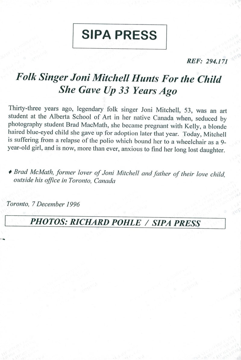 Brad McMath, Joni Mitchell's former boyfriend and father of her kidnapped daughter - Vintage Photograph