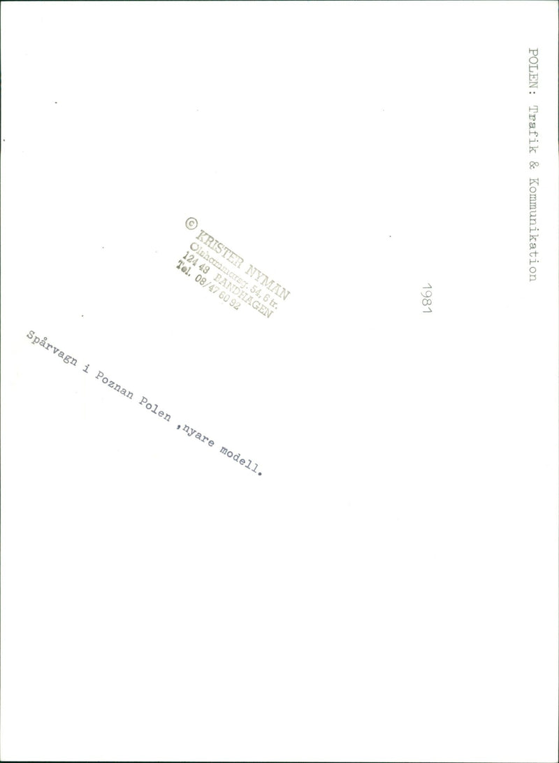 Tram in Poznan Poland, newer model - Vintage Photograph