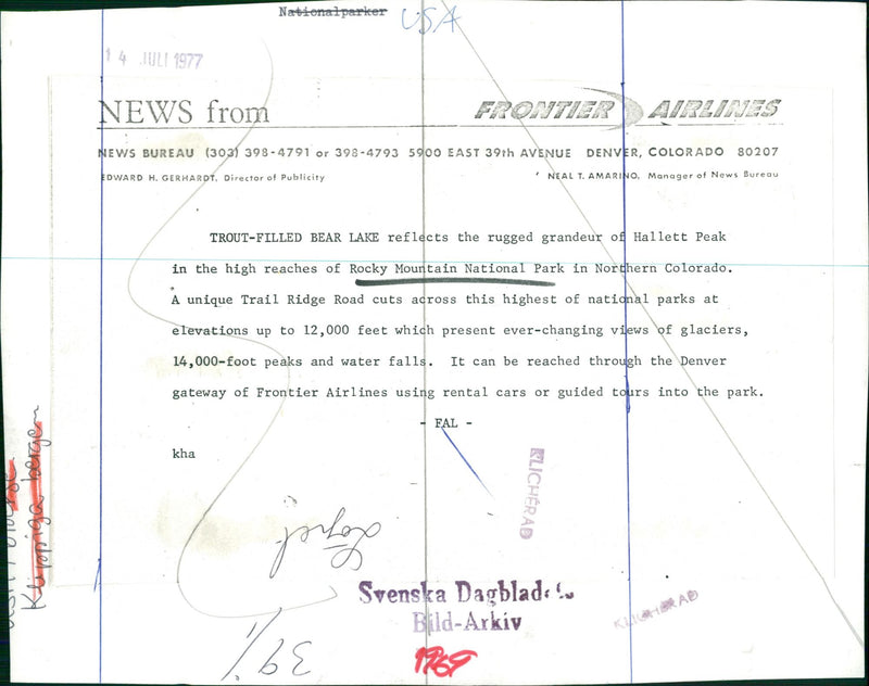 Bear Lake in Rocky Mountain National Park - Vintage Photograph