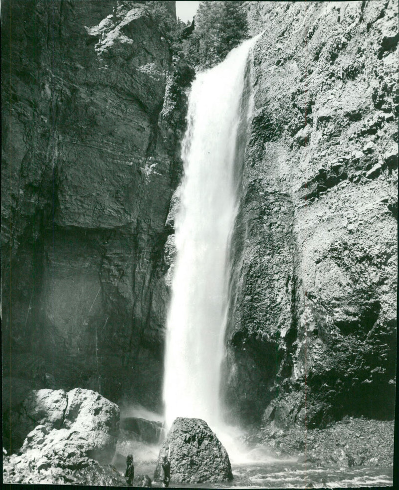 Yellowstone National Park: Tower Fall Waterfall - Vintage Photograph