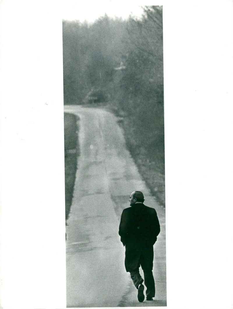 Christian Democratic Union Rainer Barzel out on a walk in nature - Vintage Photograph