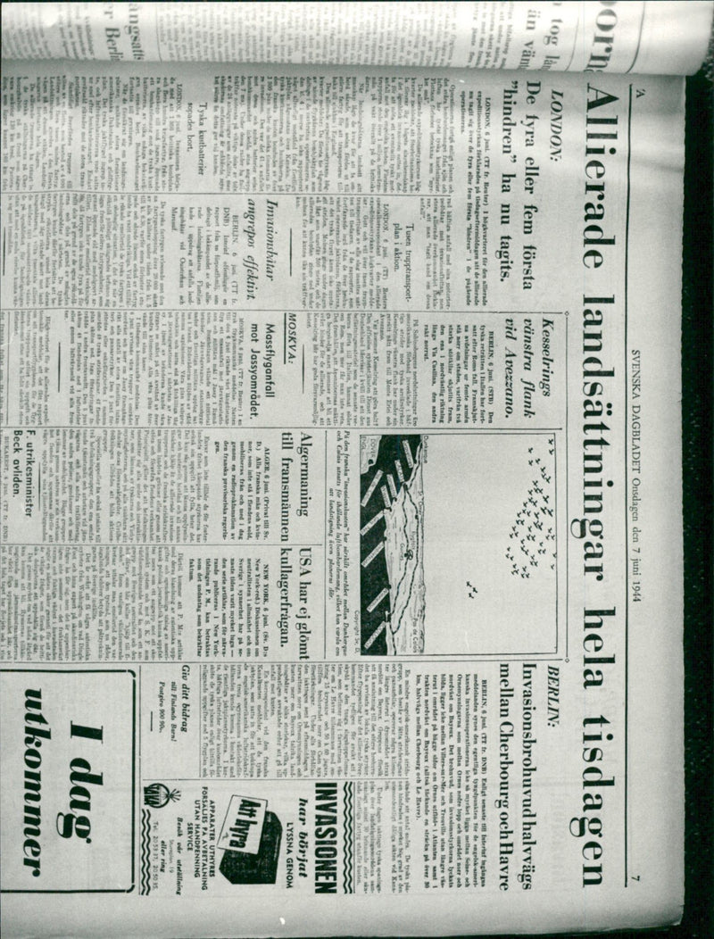Picture of the war period Svenska Dagbladet - 7 June 1944 - Vintage Photograph