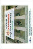 Greenpeace protests against exploitation of the coast at the Arctic Nature Reserve. - Vintage Photograph