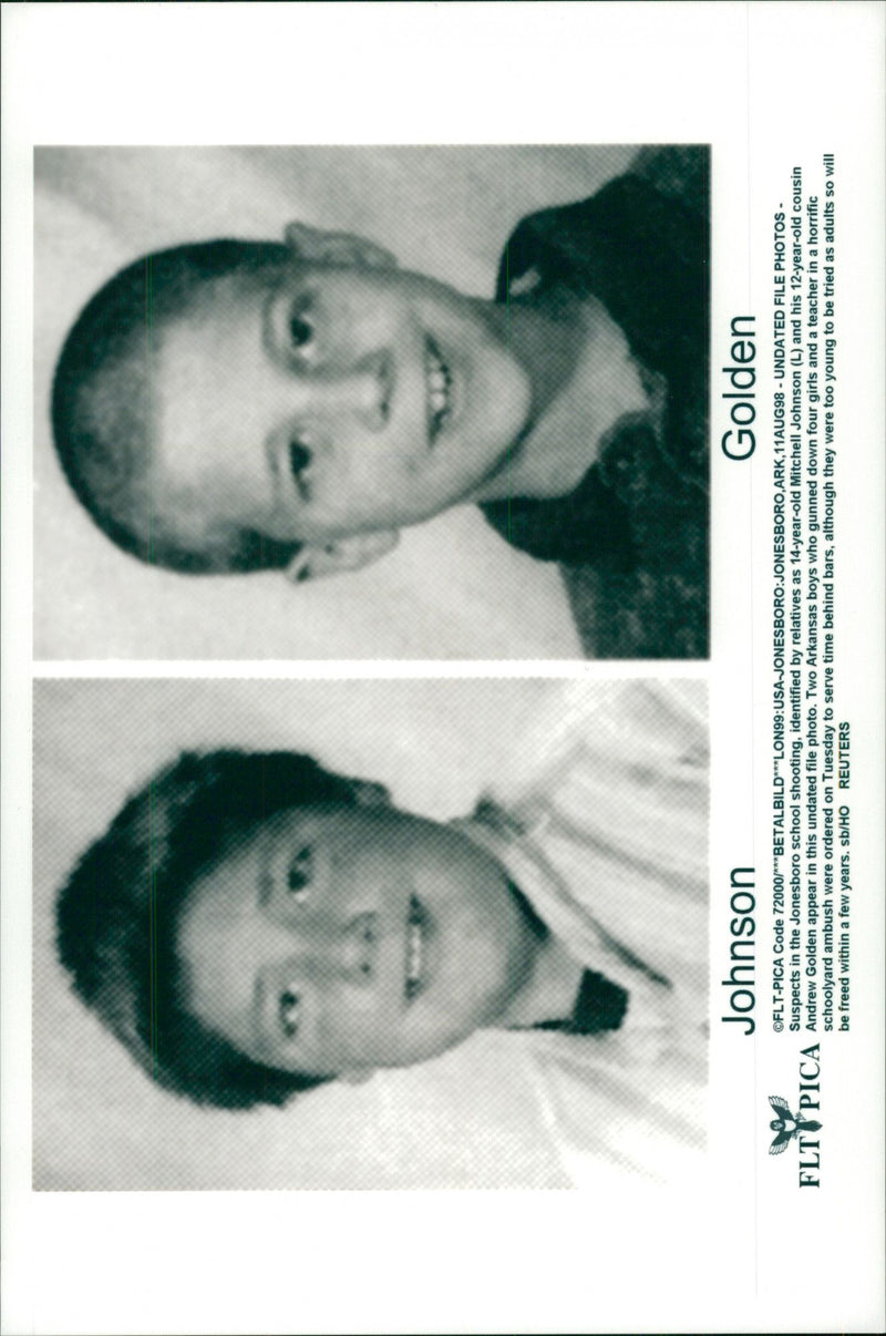 The suspect shooters in the school shift at Jonesboro School. Mitchell Johnson and Andrew Golden - Vintage Photograph