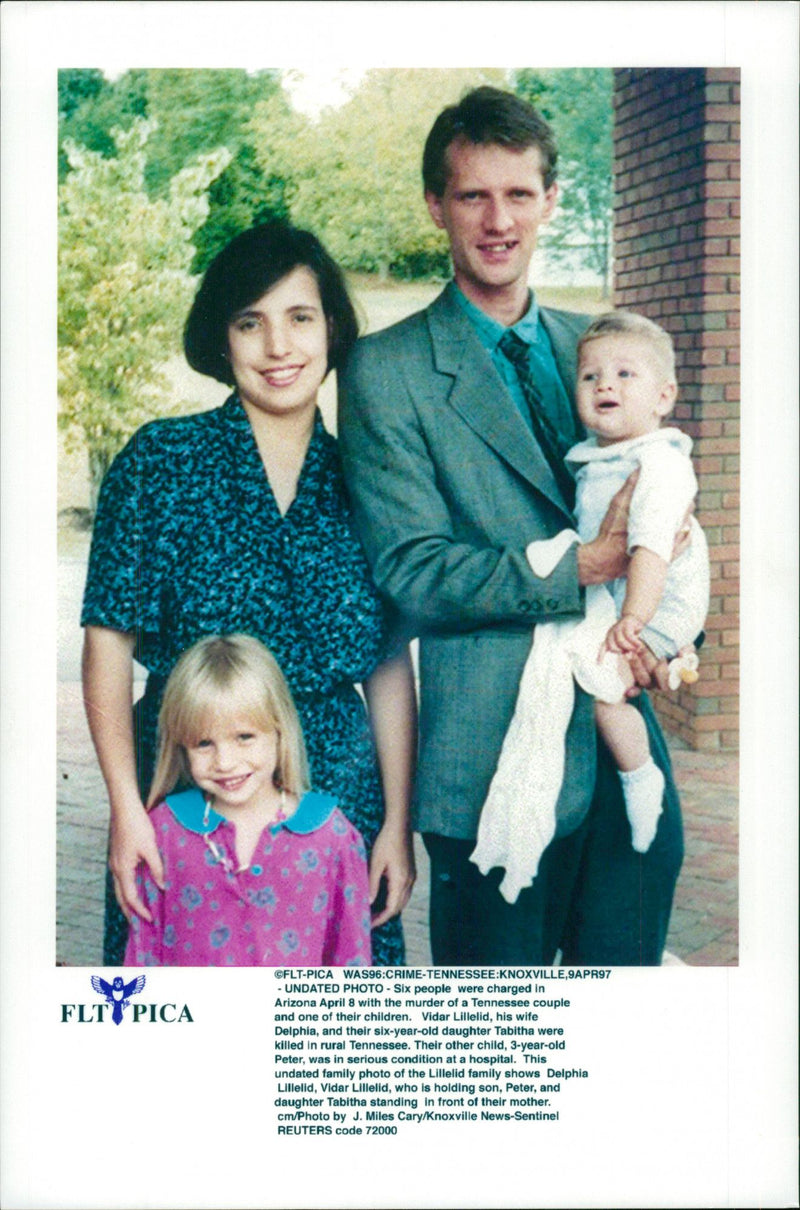 Vidar Lillelild with Mrs Delphia and their children Tabitha and Peter. Vidar, Delphia and Tabitha were murdered in Tennessee - Vintage Photograph