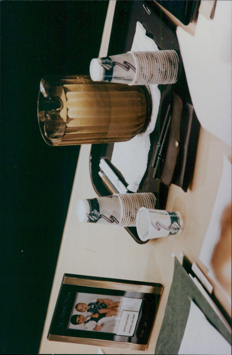 Framed picture of murdered children in court - Vintage Photograph