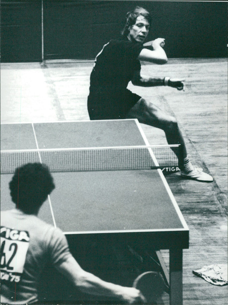 Kjell Johansson during World Cup table tennis Calcutta 1975 - Vintage Photograph