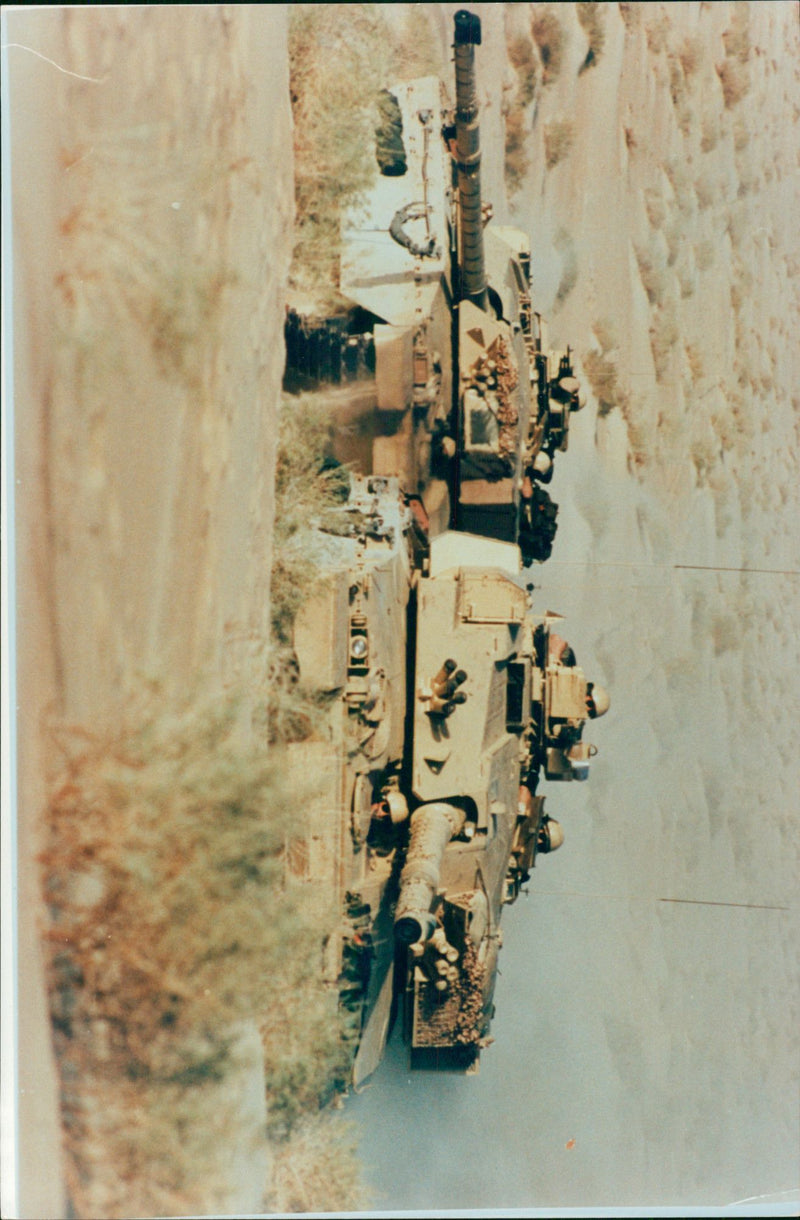 Young British teenagers as soldiers inside Challenger tankers - Vintage Photograph